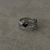 Anillo con corazon Zirconia y corazon negro, Talla 6,7 ,  Plata .925