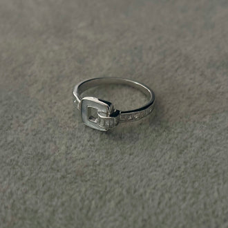 Anillo con Cuadro y Zirconia, Talla 6,7,9, Plata .925