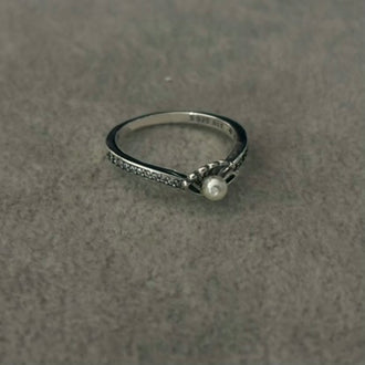 Anillo de Sirenita con perla, Talla 5,6,7,8,9, Plata .925