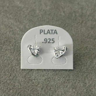 Arretes con Zirconia estillo corazon, Plata .925