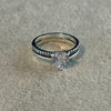 Anillo de Doble con Zirconia y Zirconia de corazon, en talla 7,8, Plata .925
