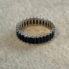 Anillo con Zirconia Azul(1) y Negra(1), Talla 9, Plata .925