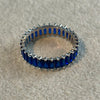 Anillo con Zirconia Azul(1) y Negra(1), Talla 9, Plata .925
