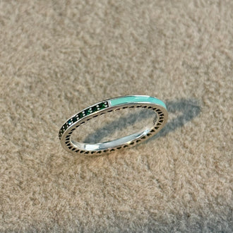 Anillo Churumbela color Verde, Talla7,6, Plata .925