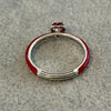 Anillo Rojo con circonia de corazon rojo, Talla 7,9, Plata .925