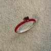 Anillo Rojo con circonia de corazon rojo, Talla 7,9, Plata .925