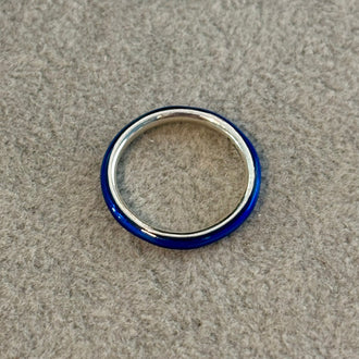 Anillo Color Azul Oscuro, Talla 5,6,7,8,9, Plata .925