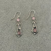 Arretes de dangle con piedra natural Quartz color rosa, Plata .925