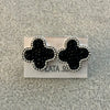 Arretes de Trebol con Zirconia en color Blanco, Negro, Rojo, o Azul, Plata .925