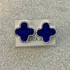 Arretes de Trebol con Zirconia en color Blanco, Negro, Rojo, o Azul, Plata .925