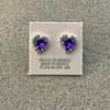 Arrete Corazon con Zirconia color Morado, Negro, Rosa, Dorado, Rojo, Blanco, Verde, Azul