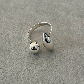 Anillo Semilla bombeada con bolitas, Talla #10, Plata .925