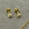 Set de Arrete y Collar con Dije circonia cuadrada, 45cm y bano de oro, Plata .925