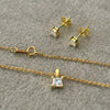 Set de Arrete y Collar con Dije circonia cuadrada, 45cm y bano de oro, Plata .925