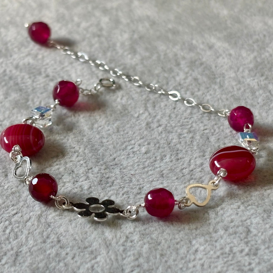 PULSERA AGATHA, ELIGEN COLOR AZUL, CAFE, MORADO, FIUSHA, ROSA, PLATA .925