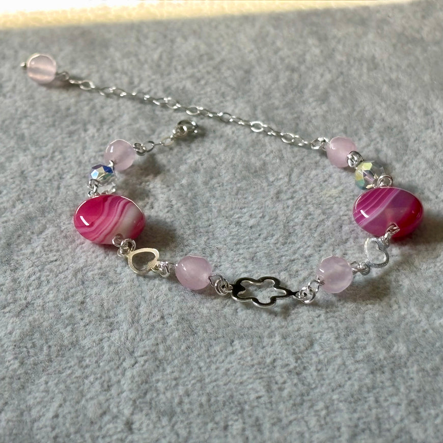 PULSERA AGATHA, ELIGEN COLOR AZUL, CAFE, MORADO, FIUSHA, ROSA, PLATA .925