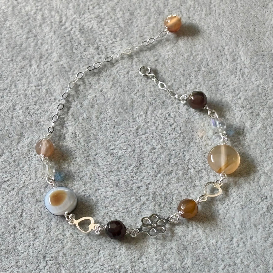 PULSERA AGATHA, ELIGEN COLOR AZUL, CAFE, MORADO, FIUSHA, ROSA, PLATA .925