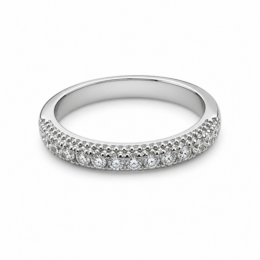 Anillo media churubela, talla 6,7,8,9 bano de rodia, plata .925