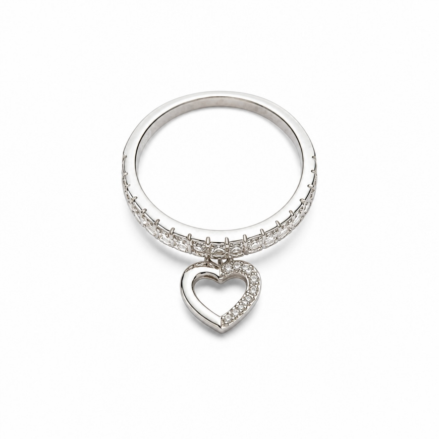 Anillo Corazon con Zirconia Blanca 6,7,8,9