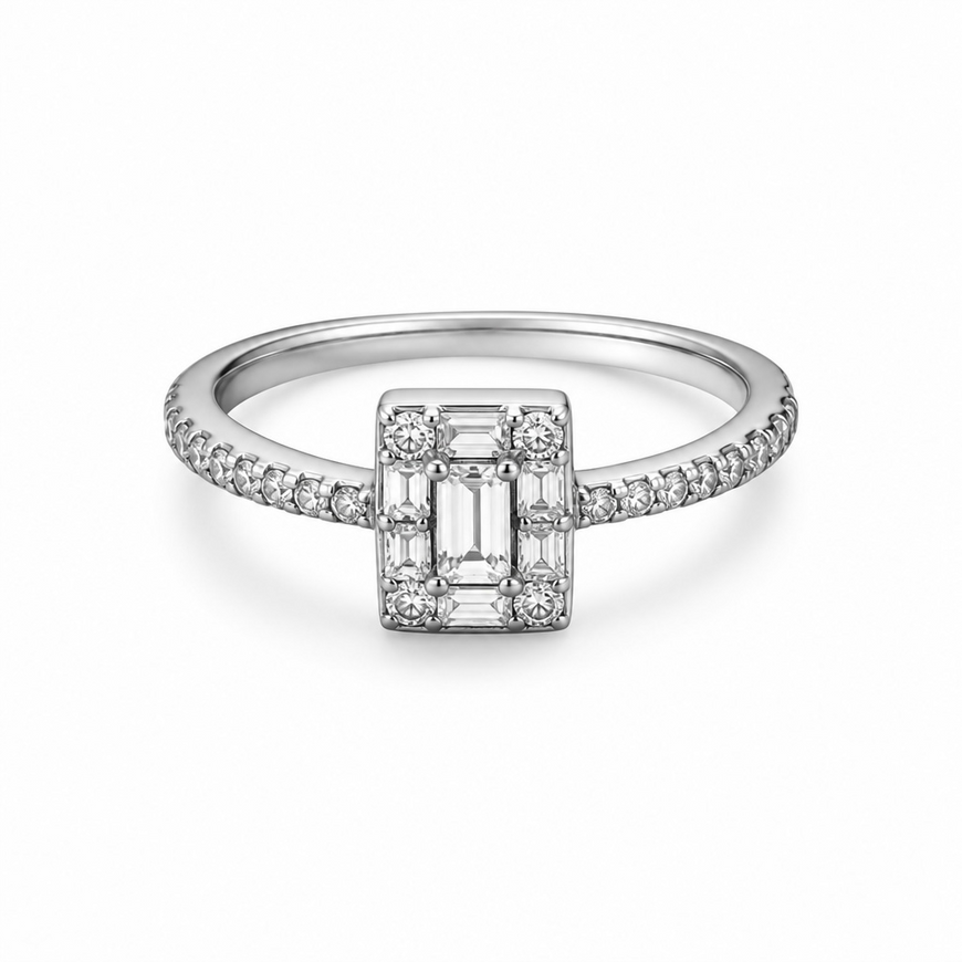Anillo Cuadro Zirconia 6,7