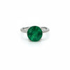 ANILLO CON PIEDRA PARAIBA REDONDA CON CIRCONIAS, TALLA 7 CON BANO DE RODIO