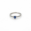 ANILLO PLATA DISENO CORAZON AZUL O BLANCO
