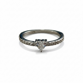 ANILLO PLATA DISENO CORAZON AZUL O BLANCO