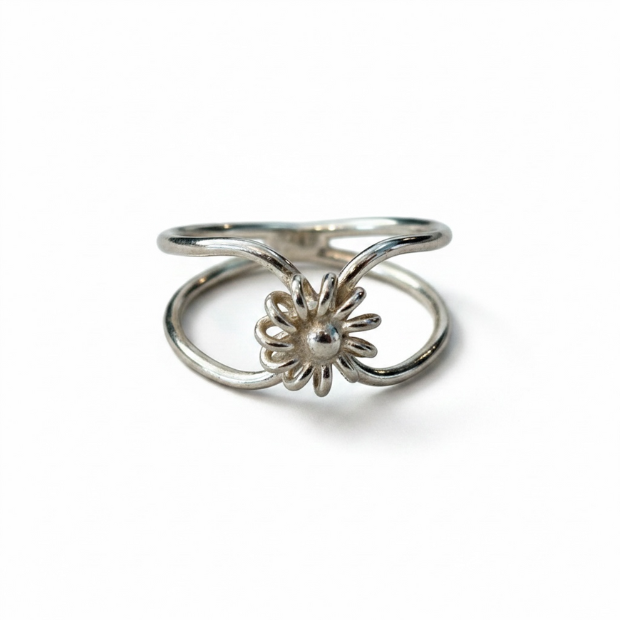 Anillo para el pie con diseno de flor Plata .925 Talla 3