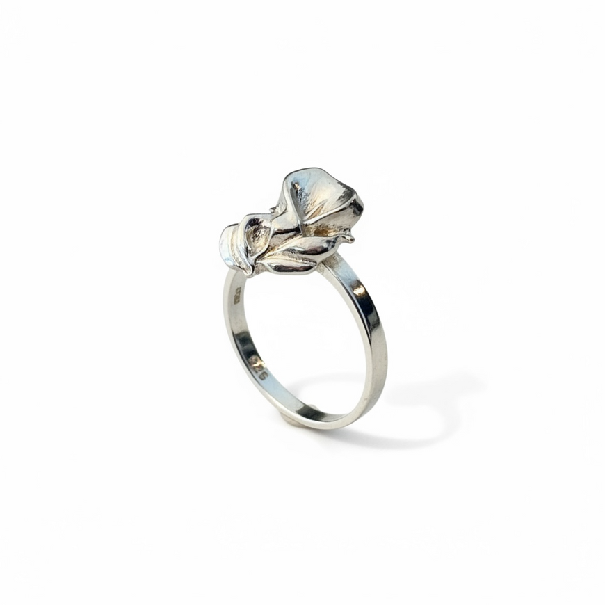 Anillo para el pie en plata .925 con diseno flor Talla 4