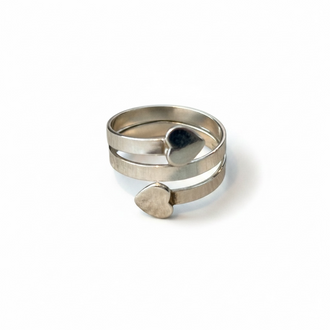 Anillo para el pie en plata .925 con dos corazones Talla 4