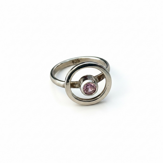 Anillo para el pie en plata .925 con piedra rosa Talla 4.5