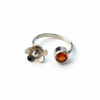 Anillo para el pie en plata .925 con piedra naranja y flor Talla 4