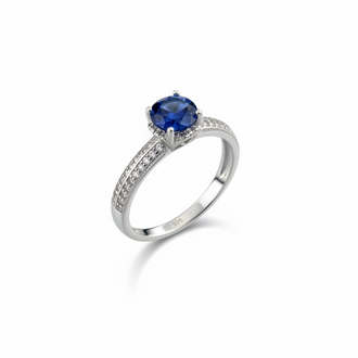 ANILLO CON CIRCONIA AZUL TALLA 5,7,9