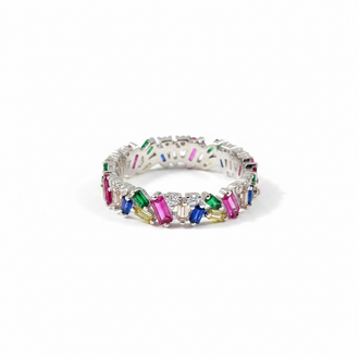 ANILLO CHURUMBELA CON CIRCONIA CORTE BAGGUET MULTI-COLOR 7,8,9