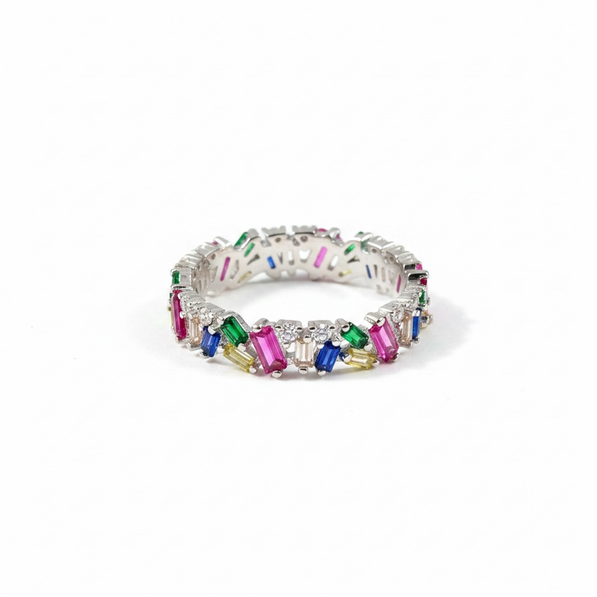 ANILLO CHURUMBELA CON CIRCONIA CORTE BAGGUET MULTI-COLOR 7,8,9