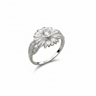ANILLO GIRASOL CON ZIRCONIA BLANCA 7,8