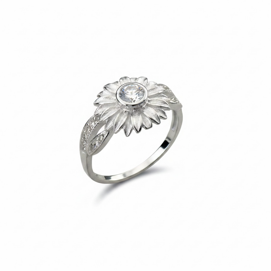 ANILLO GIRASOL CON ZIRCONIA BLANCA 7,8