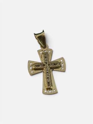 Dije de cruz con canal de circonias, Oro 10K