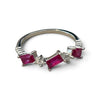 Anillo con 3 Zirconia Rosa, Plata .925, Talla 8