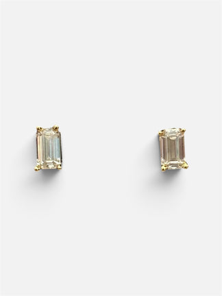 Sterling silver stud earrings with square-cut moissanite stones 1.0CT, certificate available