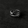 Anillo con corazon Zirconia y corazon negro, Talla 6,7 ,  Plata .925