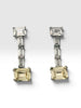 Arretes Cuadrado color Blanco y Amarillo, Plata .925