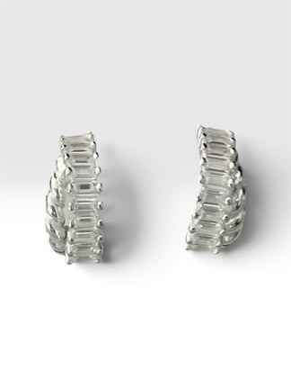 Arretes Estilo Baguette con Zirconia, Plata .925