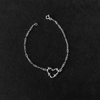 Pulsera con Corazon de Plata, Plata .925, en tallas 7.5
