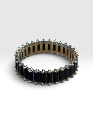 Anillo con Zirconia Azul(1) y Negra(1), Talla 9, Plata .925