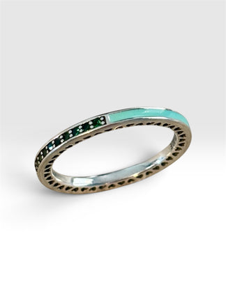 Anillo Churumbela color Verde, Talla7,6, Plata .925