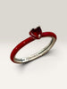 Anillo Rojo con circonia de corazon rojo, Talla 7,9, Plata .925