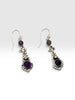 Arretes de dangle con piedra natural Amatisa color morada, Plata .925