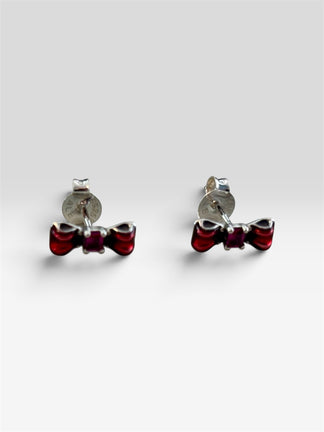 Arretes con moño y zirconia, plata .925