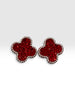 Arretes de Trebol con Zirconia en color Blanco, Negro, Rojo, o Azul, Plata .925